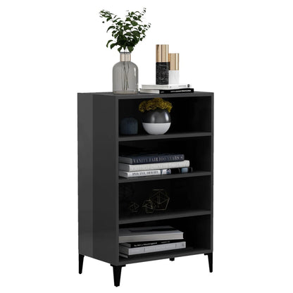 Credenza Grigio Lucido 57x35x90 cm in Legno Multistrato - homemem39