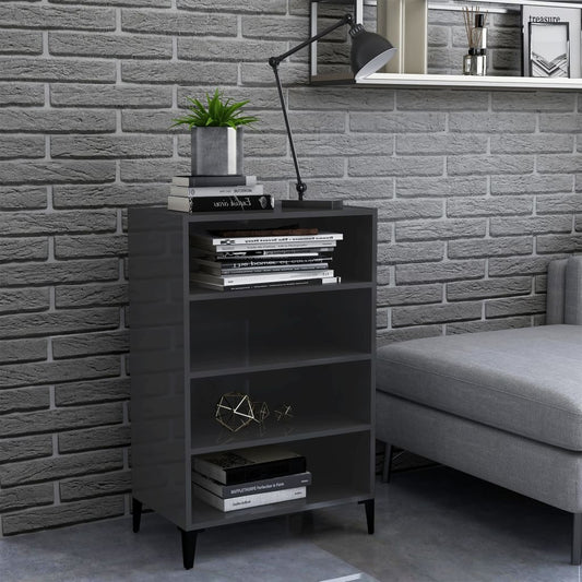 Credenza Grigio Lucido 57x35x90 cm in Legno Multistrato - homemem39