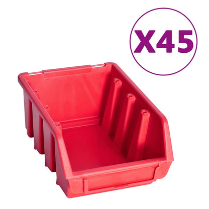 Kit Contenitori 96 pz con Pannelli a Parete Rosso e Nero | homemem39