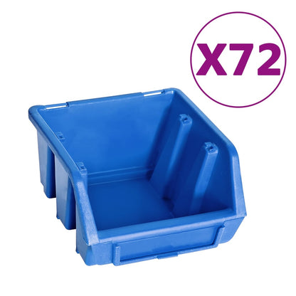 Kit Contenitori 128 pz con Pannelli a Parete Blu e Nero | homemem39