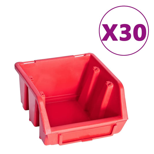 Kit Contenitori 136 pz con Pannelli a Parete Rosso e Nero