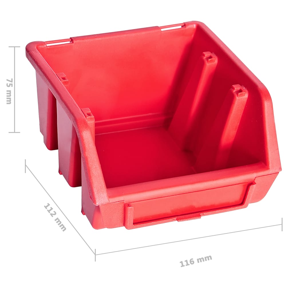 Kit Contenitori 136 pz con Pannelli a Parete Rosso e Nero | homemem39