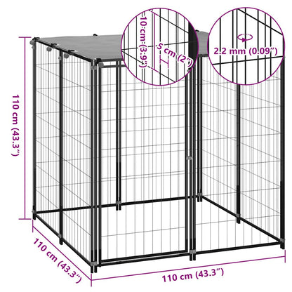 Gabbia per Cani Nera 110x110x110 cm in Acciaio | homemem39