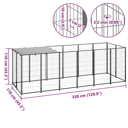 Black Dog Cage 330x110x110 cm in Steel