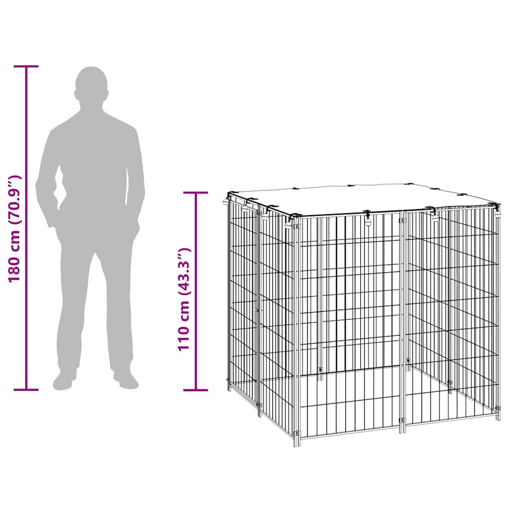 Silver Dog Kennel 110x110x110 cm in Steel