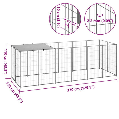 Silver Dog Cage 330x110x110 cm in Steel