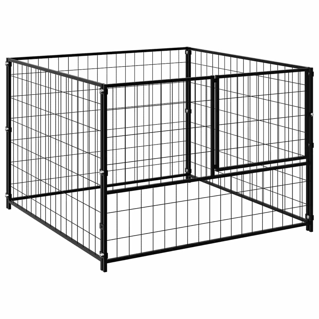 Gabbia per Cani Nera 100x100x70 cm in Acciaio | homemem39