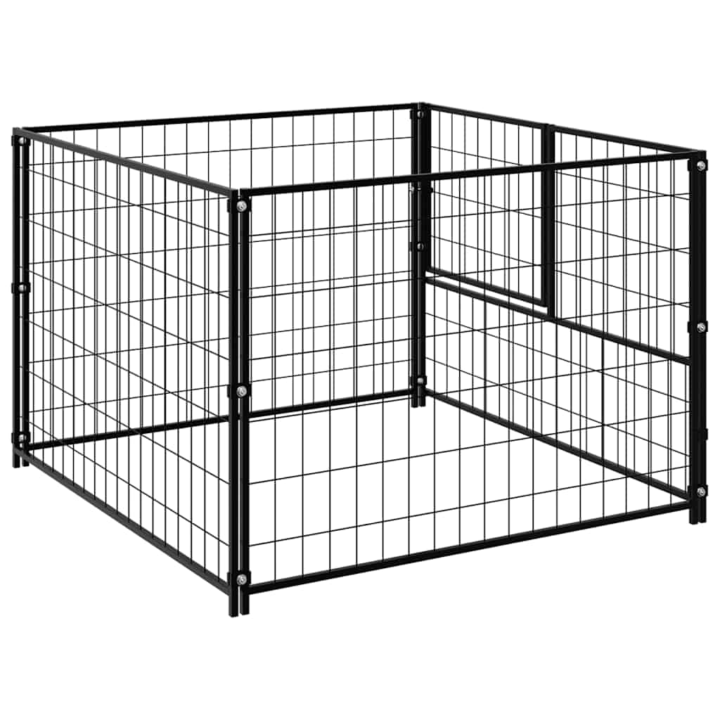 Gabbia per Cani Nera 100x100x70 cm in Acciaio | homemem39