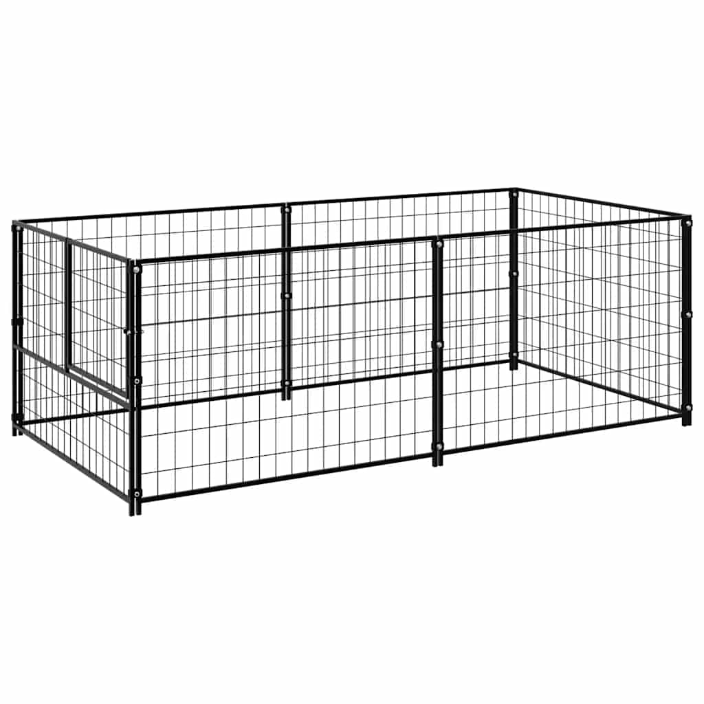 Gabbia per Cani Nera 200x100x70 cm in Acciaio | homemem39