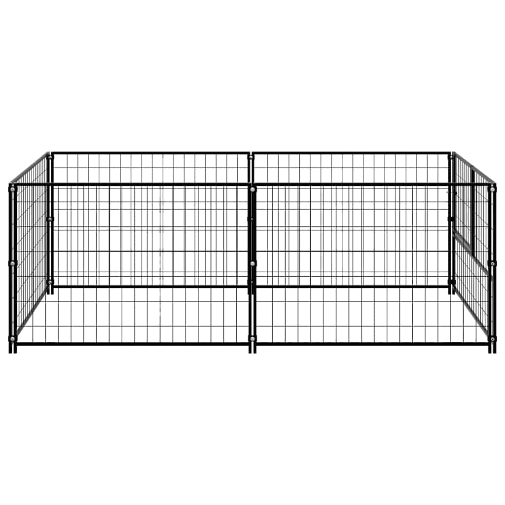 Gabbia per Cani Nera 200x100x70 cm in Acciaio | homemem39