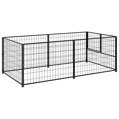 Gabbia per Cani Nera 200x100x70 cm in Acciaio | homemem39