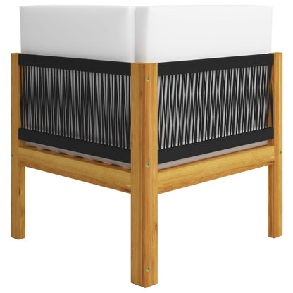 Panca da giardino a 2 posti con cuscini in legno di acacia e corda - homemem39