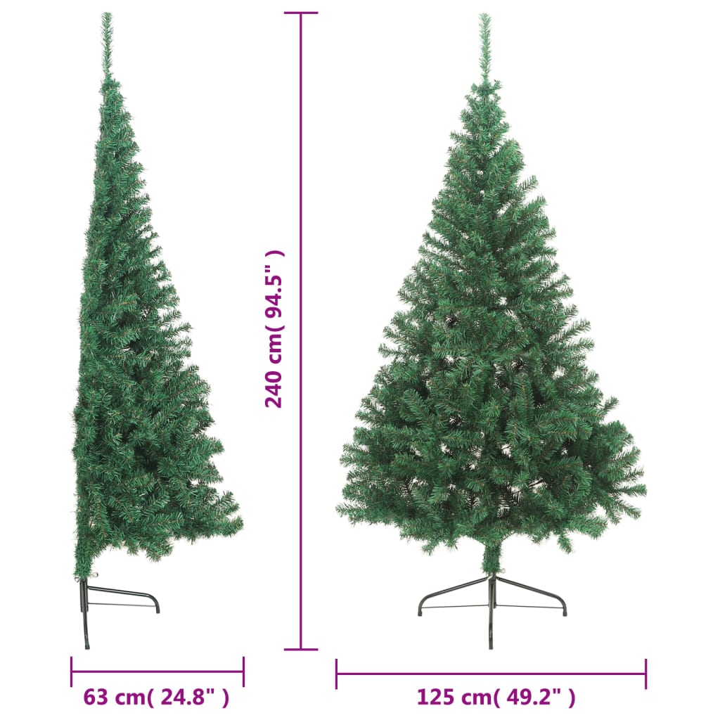 Albero di Natale Artificiale Metà con Supporto Verde 240 cm PVC