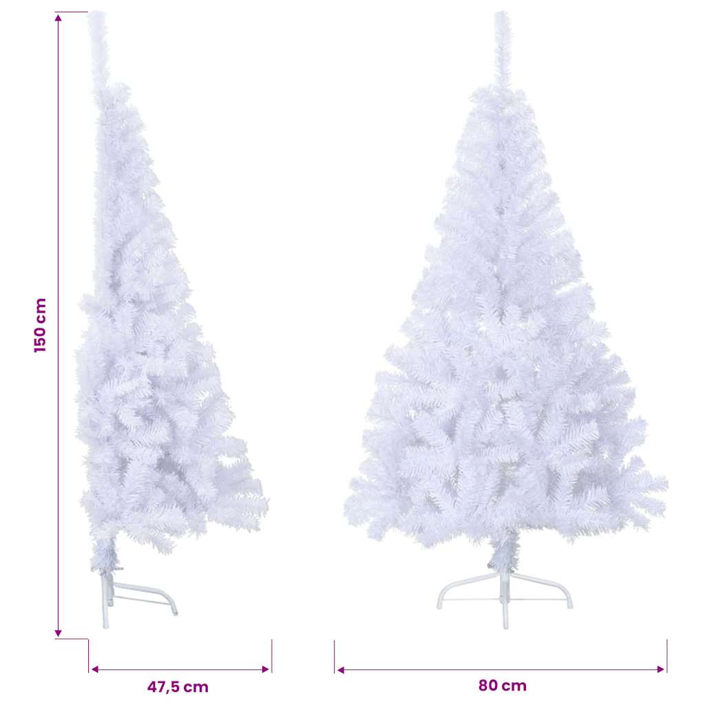Albero di Natale Artificiale Metà con Supporto Bianco 150cm PVC | homemem39