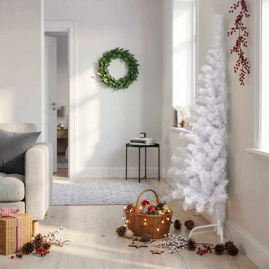 Albero di Natale Artificiale Metà con Supporto Bianco 150cm PVC | homemem39