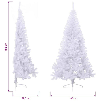 Albero di Natale Artificiale Metà con Supporto Bianco 180cm PVC
