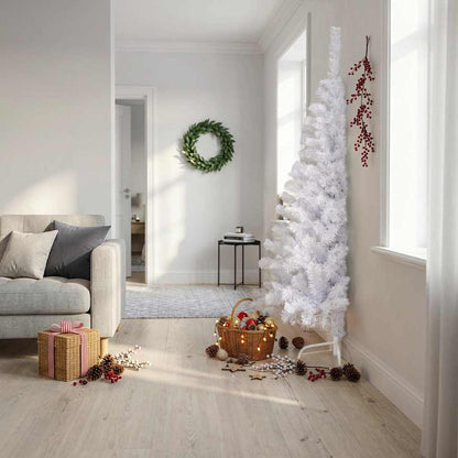 Albero di Natale Artificiale Metà con Supporto Bianco 180cm PVC
