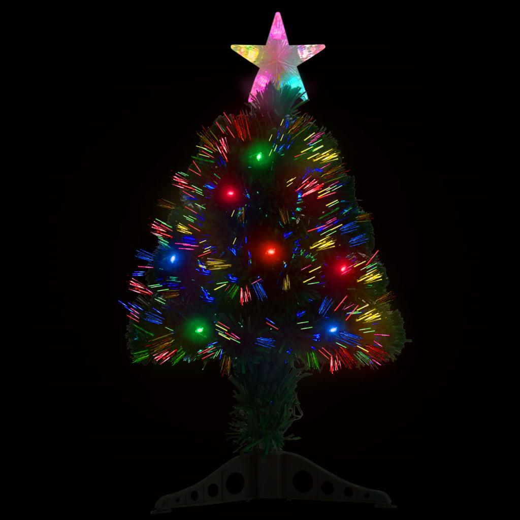 Albero di Natale Preilluminato con Supporto e LED 64 cm Fibra Ottica