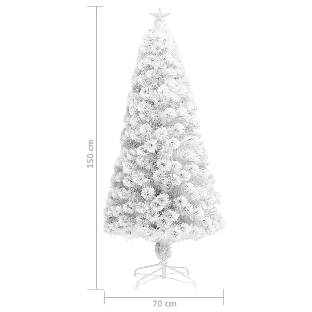 Albero Natale Preilluminato Bianco 150 cm in Fibra Ottica