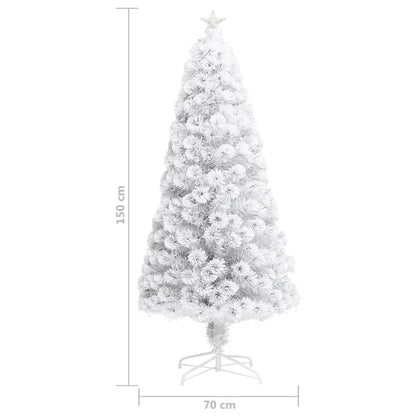 Albero Natale Preilluminato Bianco 150 cm in Fibra Ottica
