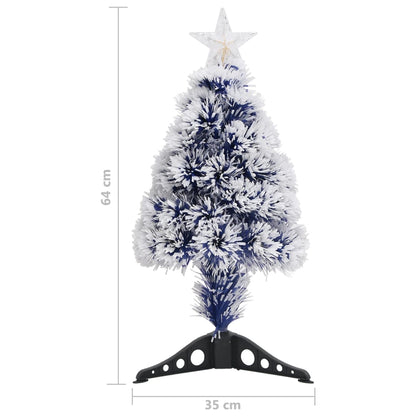 Albero Natale Preilluminato Bianco e Blu 64 cm in Fibra Ottica
