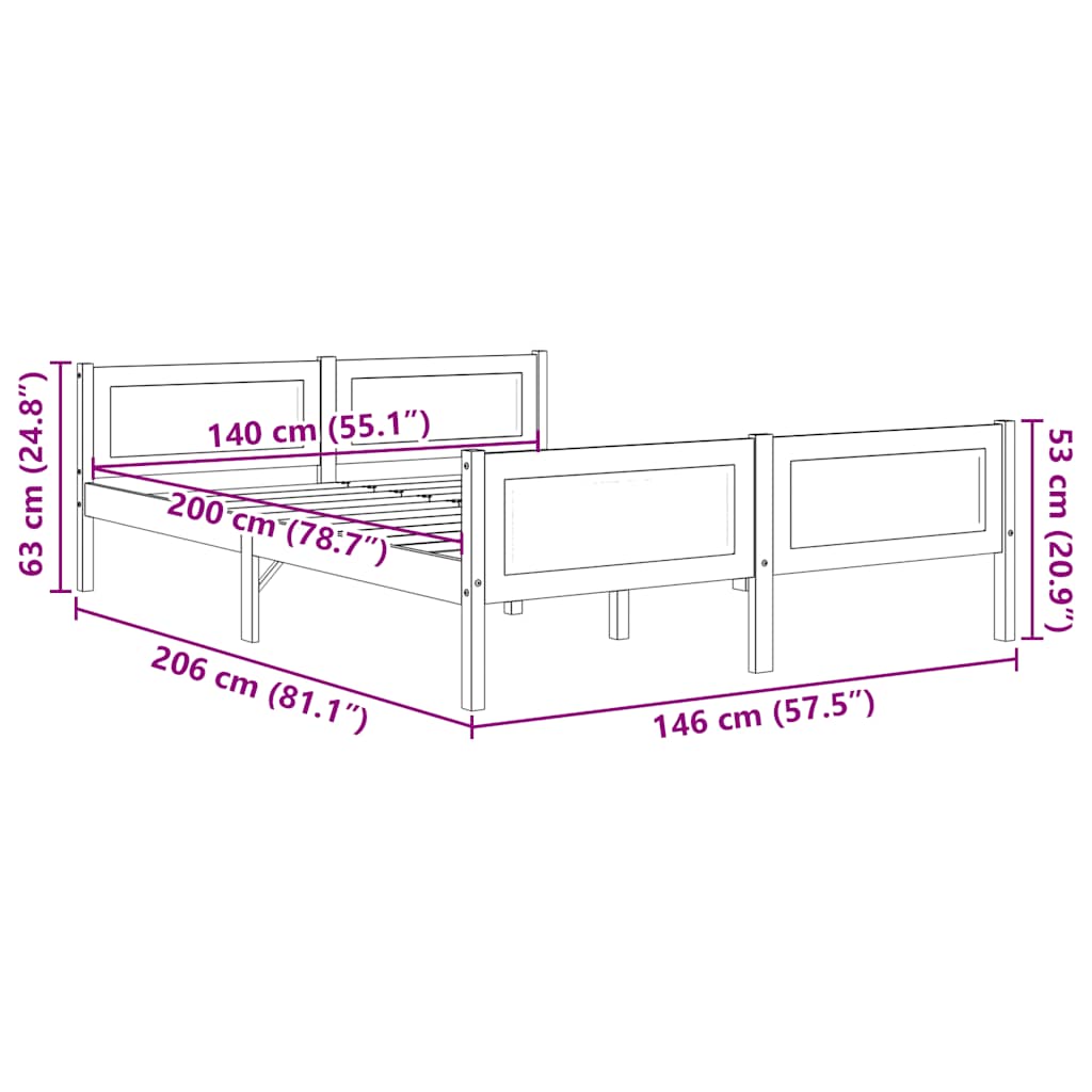 Giroletto in Legno Massello di Pino Marrone Ambrato 140x200 cm | homemem39