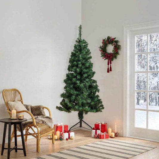 Albero di Natale Artificiale ad Angolo con Supporto Verde 180cm