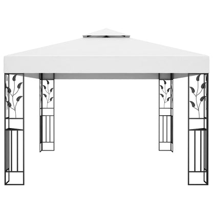 Gazebo con Tetto Doppio e Stringa di Luci LED 3x4 m Bianco - homemem39