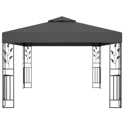 Gazebo con Tetto Doppio e Luci LED 3x4 m Antracite - homemem39