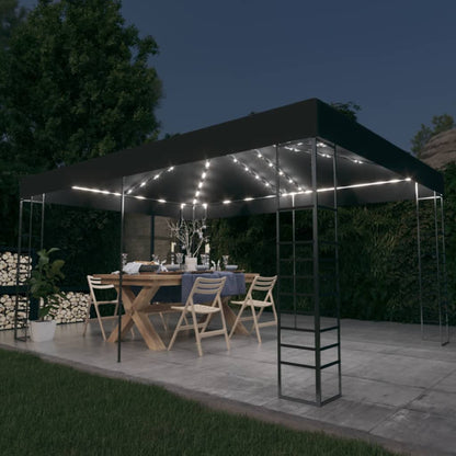 Gazebo con Stringa di Luci LED 3x4 m Antracite - homemem39