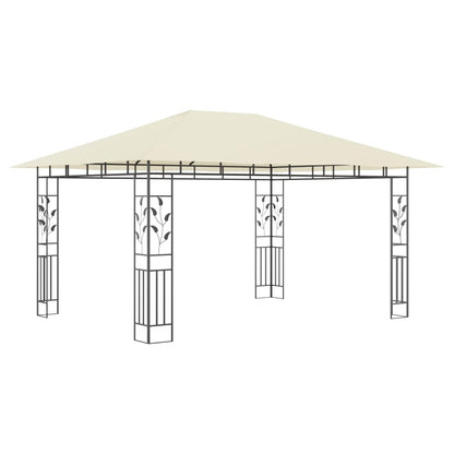 Gazebo con Zanzariera e Luci LED 4x3x2,73 m Crema - homemem39