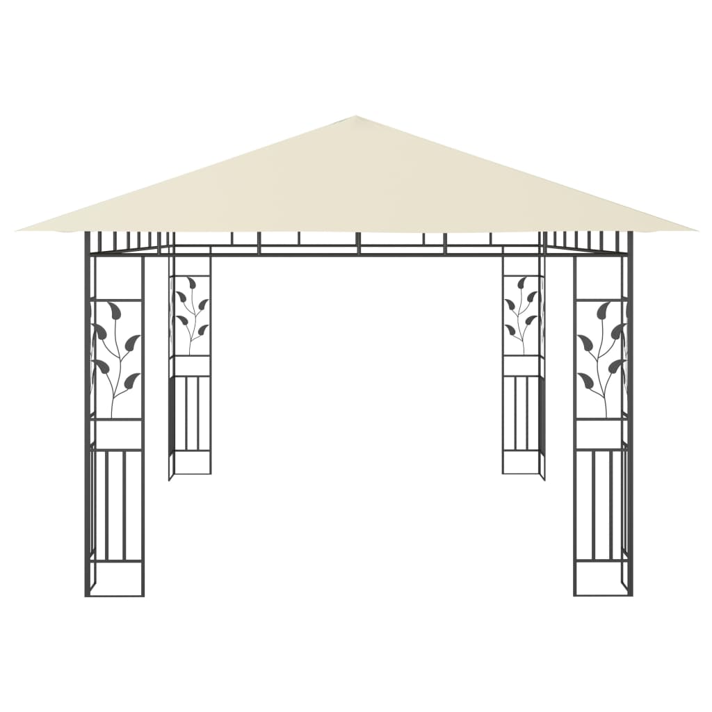 Gazebo con Zanzariera e Luci LED 4x3x2,73 m Crema - homemem39
