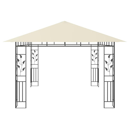 Gazebo con Zanzariera e Luci LED 4x3x2,73 m Crema - homemem39