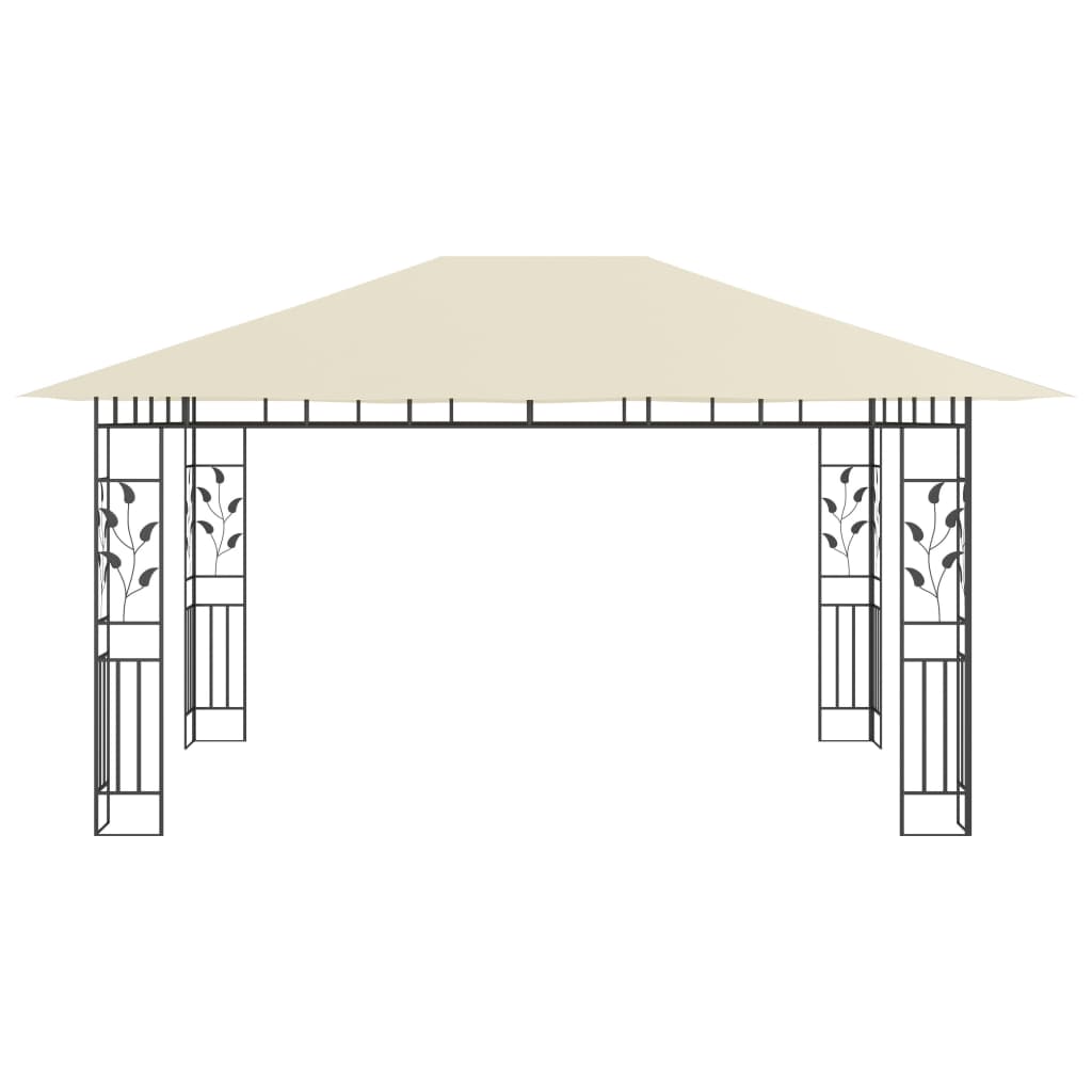 Gazebo con Zanzariera e Luci LED 4x3x2,73 m Crema - homemem39