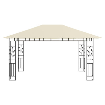 Gazebo con Zanzariera e Luci LED 4x3x2,73 m Crema - homemem39