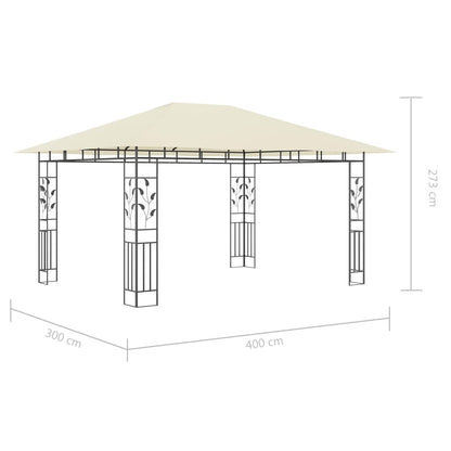 Gazebo con Zanzariera e Luci LED 4x3x2,73 m Crema - homemem39