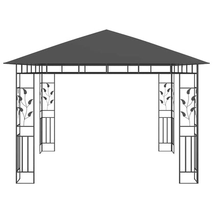 Gazebo con Zanzariera e Luci LED 3x3x2,73 m Antracite | homemem39