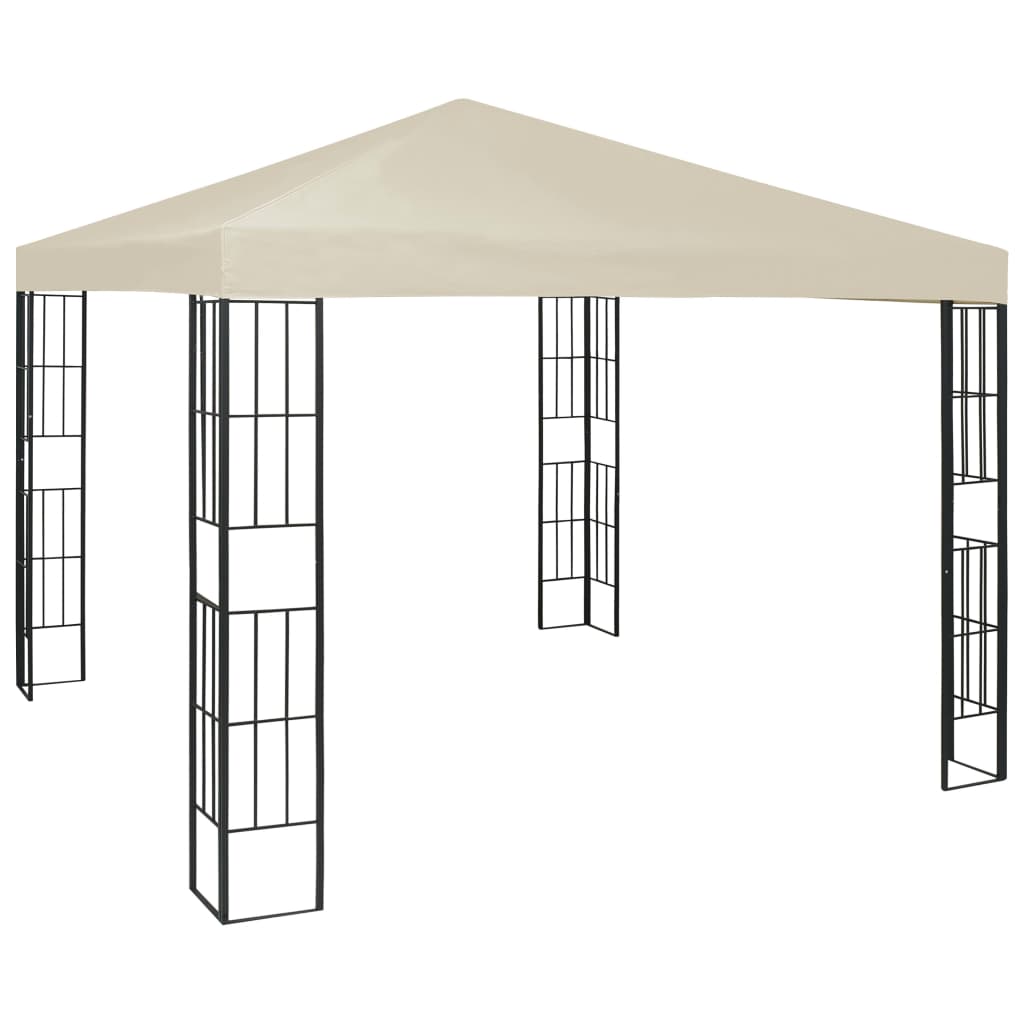 Gazebo con Stringa di Luci LED 3x3 m Crema - homemem39