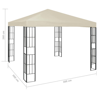 Gazebo con Stringa di Luci LED 3x3 m Crema - homemem39