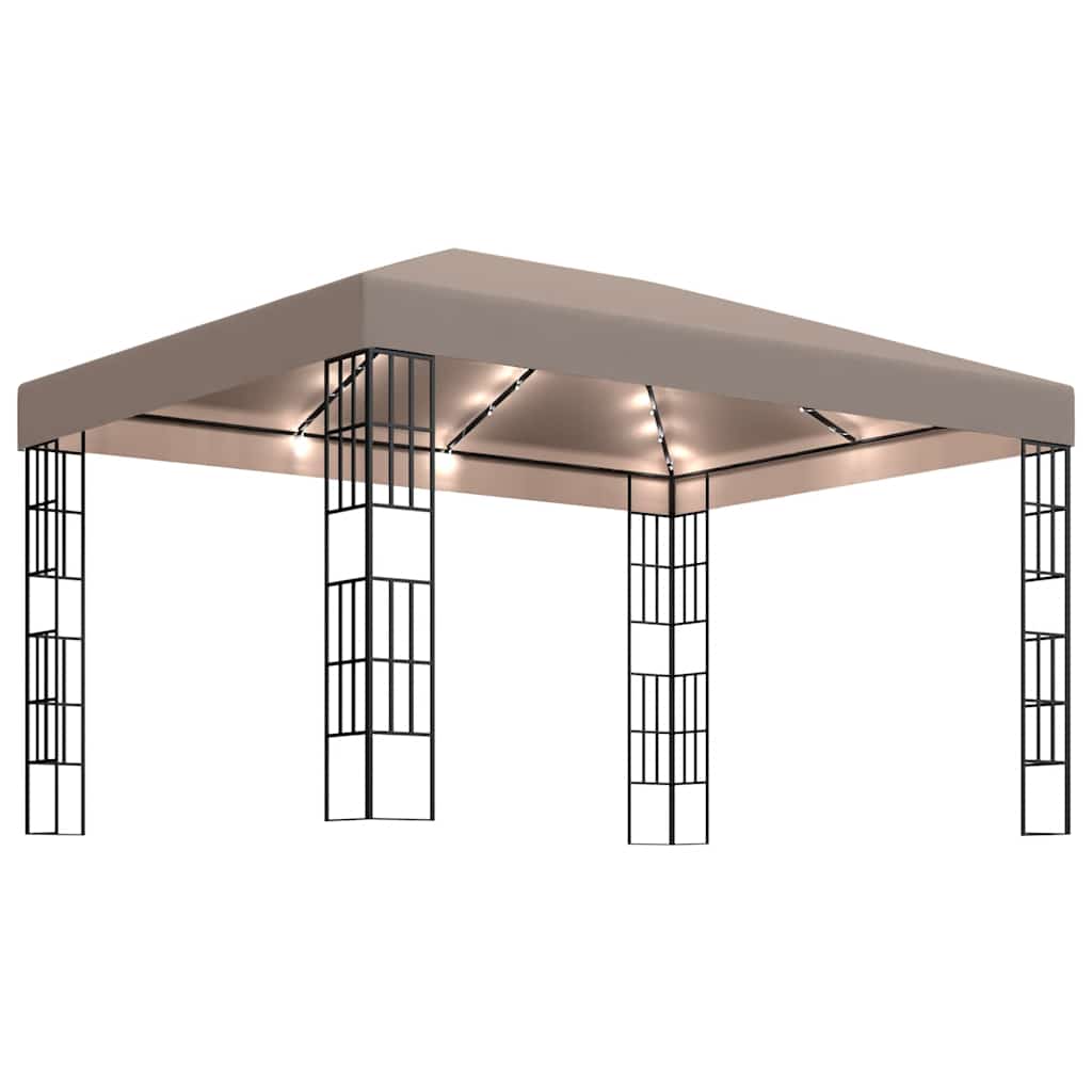 Gazebo con Luci a Stringa LED 4x3 m Grigio Talpa | homemem39