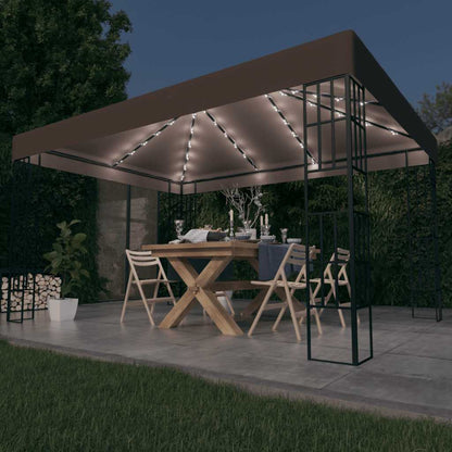 Gazebo con Luci a Stringa LED 4x3 m Grigio Talpa | homemem39
