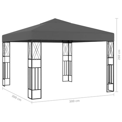 Gazebo con Stringa di Luci LED 3x3 m in Tessuto Antracite | homemem39