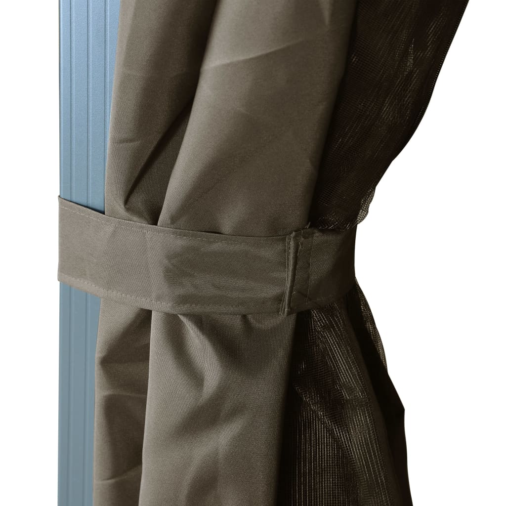 Gazebo con Tende e Luci LED 300x300 cm Grigio Talpa Alluminio - homemem39