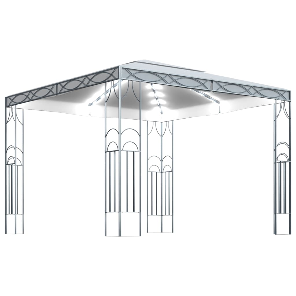 Gazebo con Stringa di Luci LED 300x300 cm Crema | homemem39