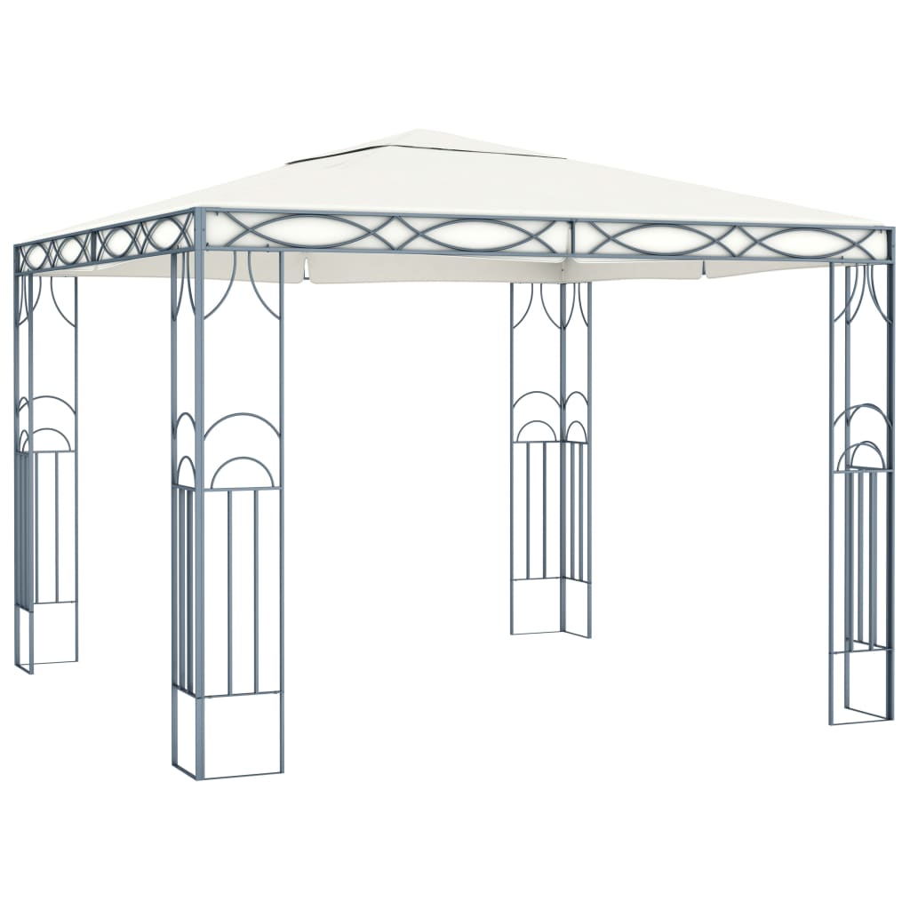 Gazebo con Stringa di Luci LED 300x300 cm Crema | homemem39