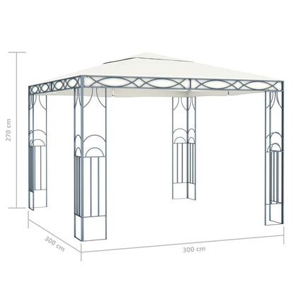 Gazebo con Stringa di Luci LED 300x300 cm Crema | homemem39