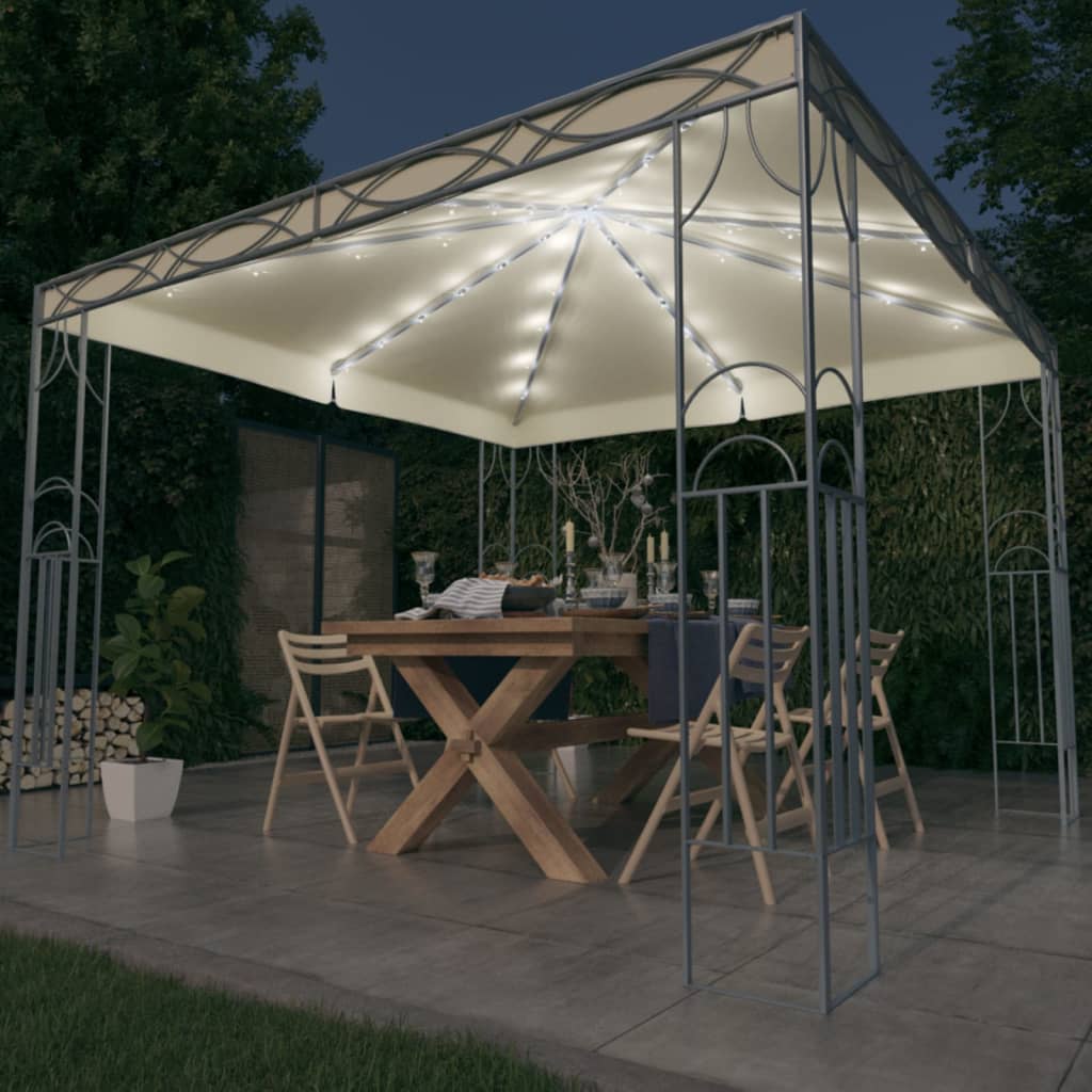 Gazebo con Stringa di Luci LED 300x300 cm Crema | homemem39