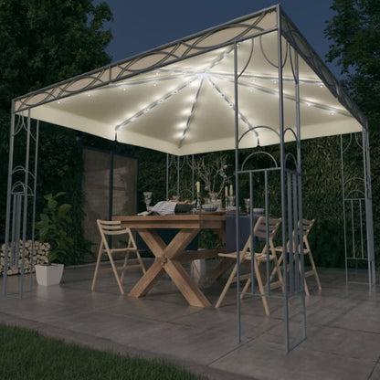 Gazebo con Stringa di Luci LED 300x300 cm Crema | homemem39