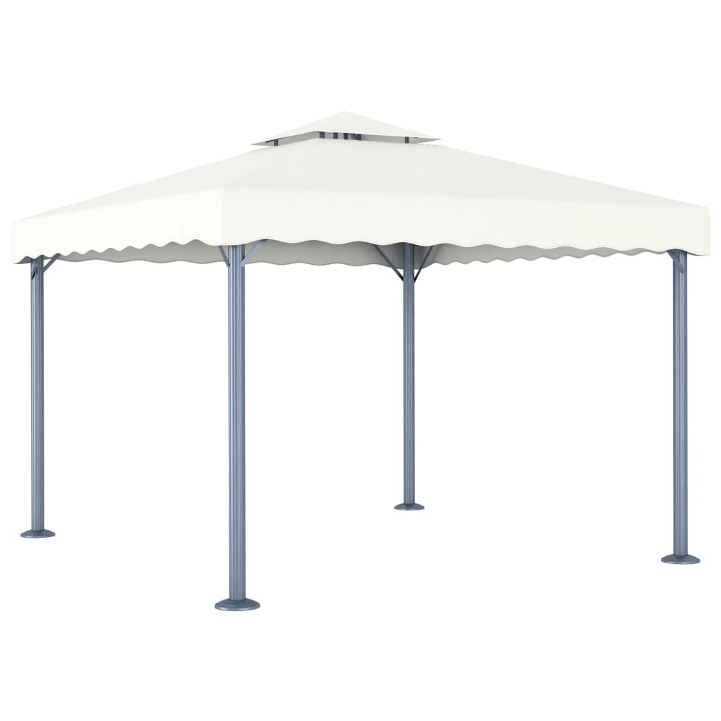 Gazebo con Stringa di Luci LED 300x300 cm Crema in Alluminio - homemem39