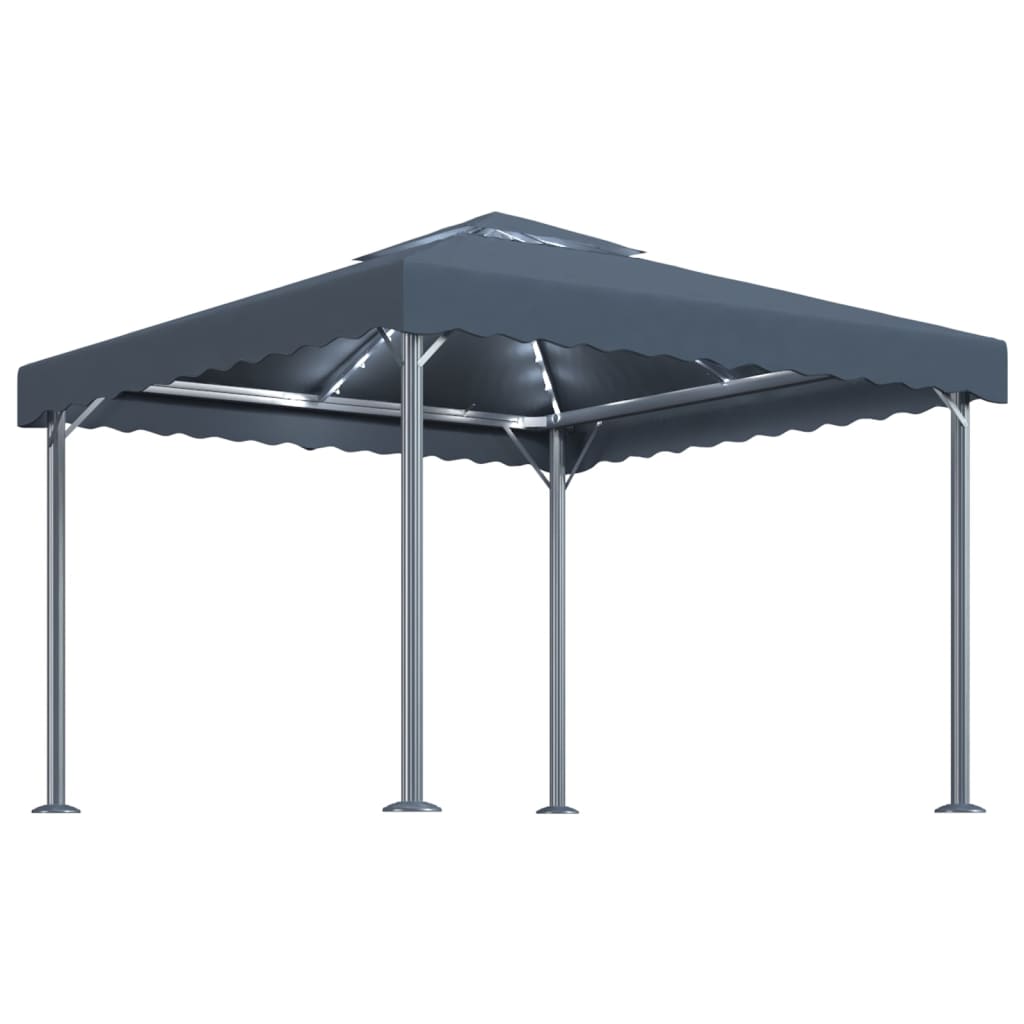 Gazebo con Stringa di Luci LED 300x300 cm Antracite Alluminio - homemem39